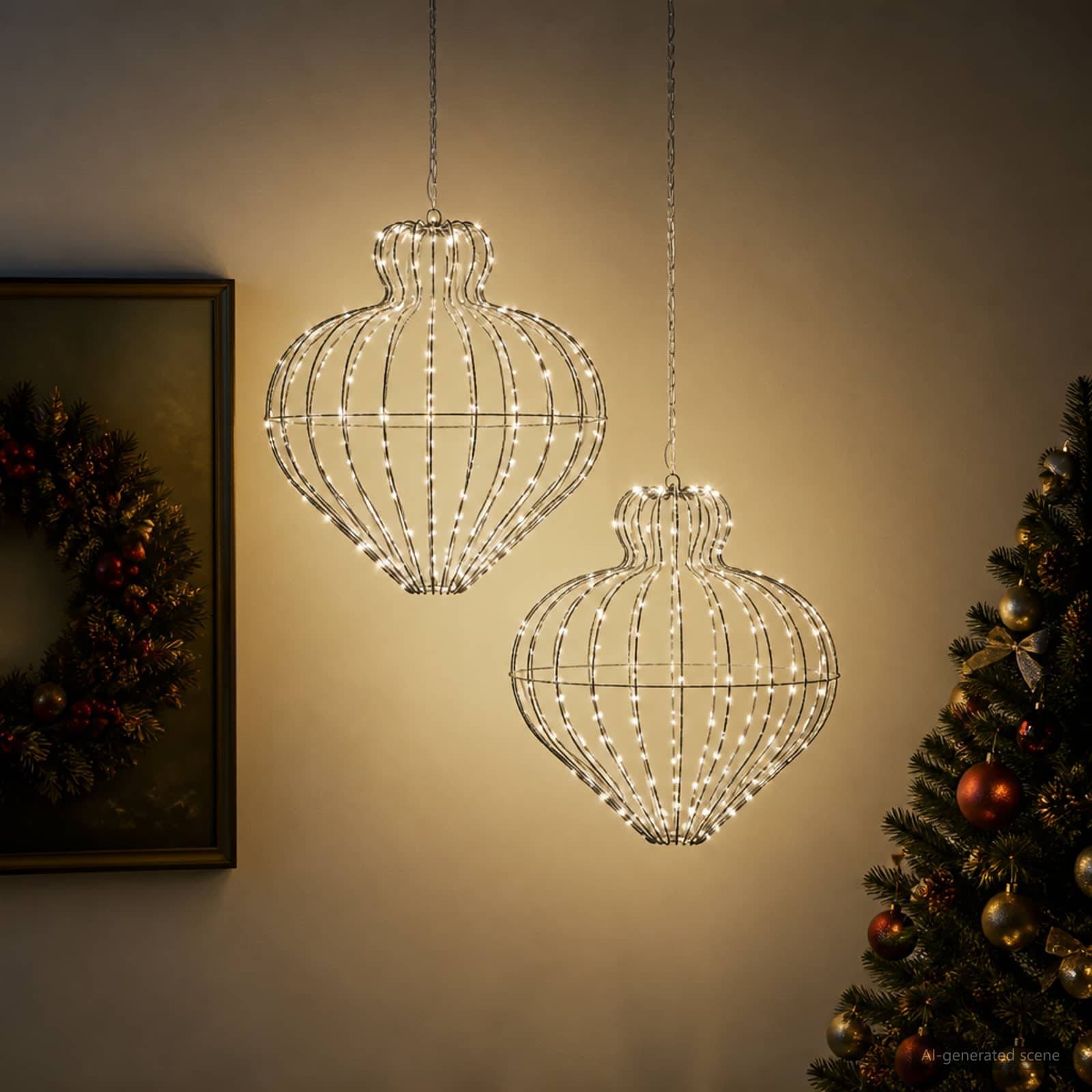 vidaXL Julspira med belysning 2 st 384 LED-lampor Kallvit Ø 45 x 40 cm