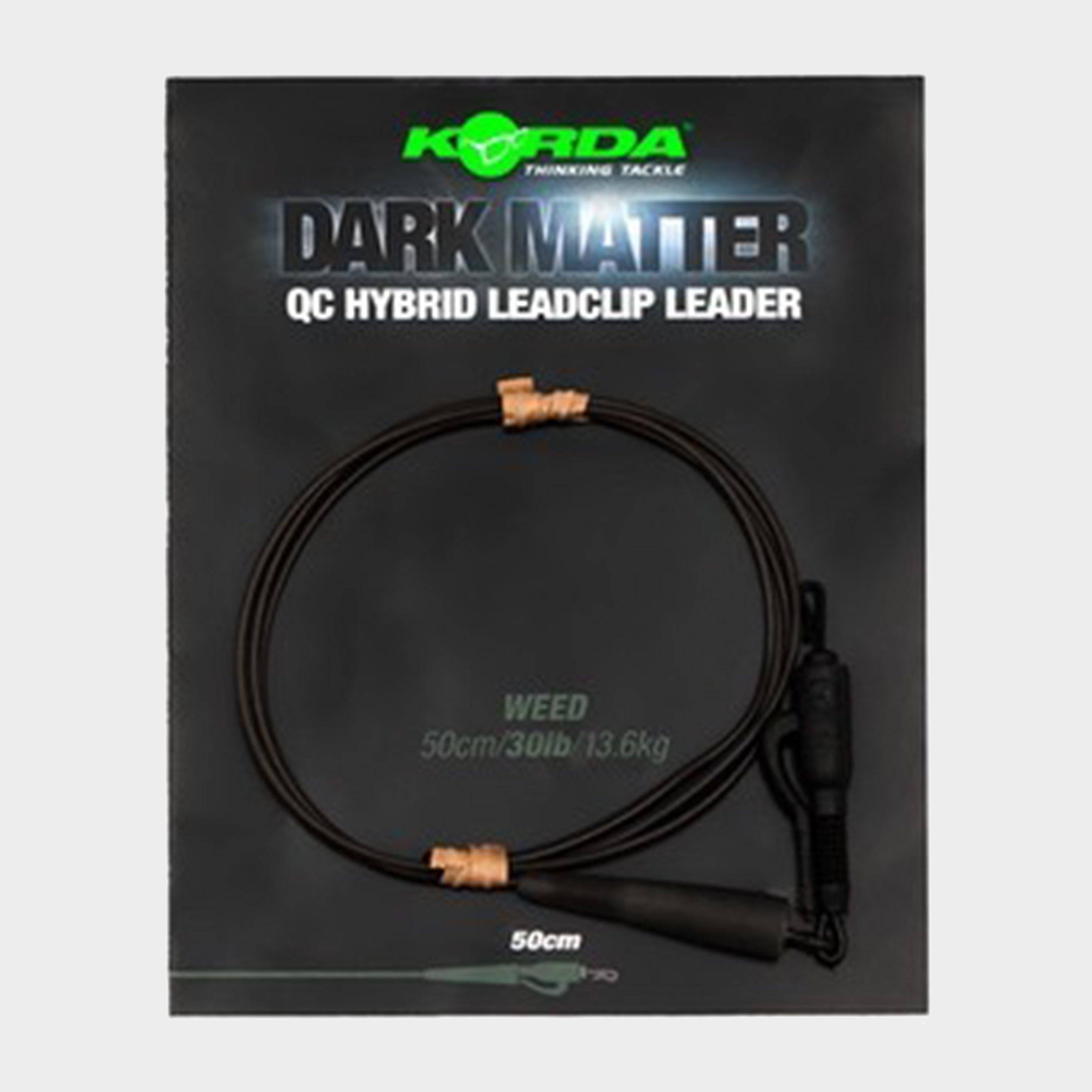 Korda Dark Matter Leader QC Hybrid Clip 30lb 50cm Weed, Black
