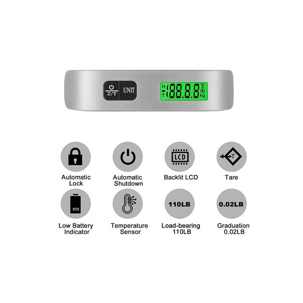 2X LCD Digital Hanging Scale Luggage Suitcase Baggage Weight Scales with Belt for Electronic Weight Tool 50Kg/110Lb