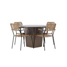 Santa Fe Matbord Ø120 cm – Roasty | Lindos – Fåtölj | Matgrupp