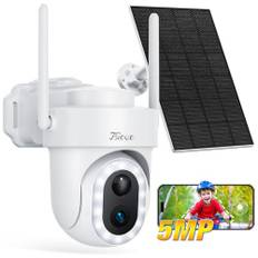 Fsioue 3K trådlös utomhuskamera, 360°PTZ sol wifi-övervakningskamera, 5MP mörkerseende, AI mänsklig detektering, tvåvägsljud, Alexa-kompatibel, siren