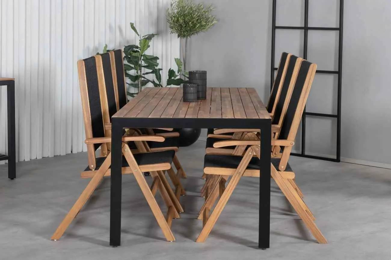 Bois & Little John - 90×205 cm med 6 stolar - Matgrupper utomhus - svart/natur