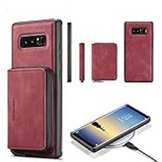 Telefon Back Case Cover Plånboksfodral med korthållare Compatible with Samsung Galaxy Note8, Magnetisk läder 2-IN-1 Avtagbart fodral, Plånboksfodral med dragkedja Stötsäkert skal Compatible with Samsu