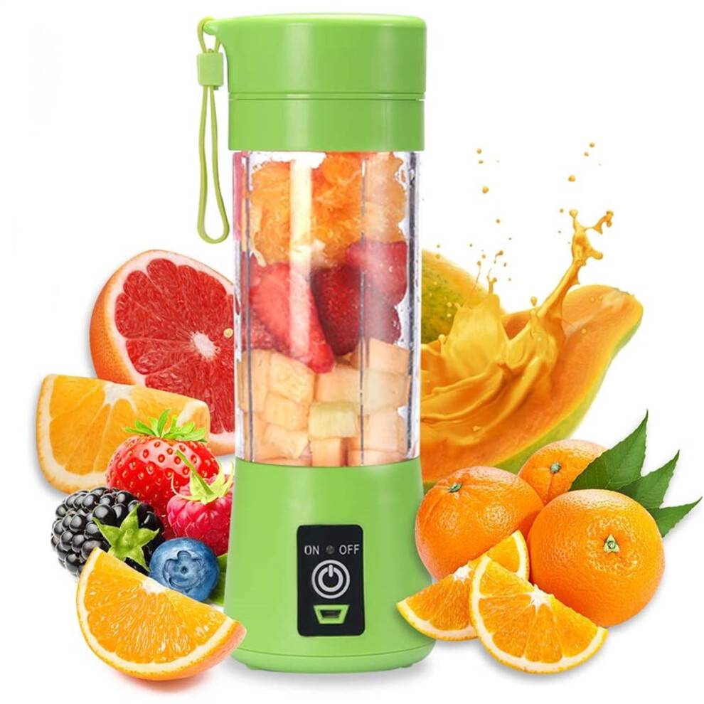 Bærbar USB-genopladelig blender med 6 knive i rustfrit stål – Smoothie- og juicemixer til shakes, proteindrikke, rejser, fitnesscenter, kontor,