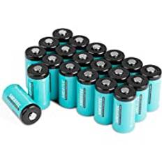 Shentec 20-pack CR123A-batterier, CR17345 3 V litium 1 600 mAh batteri för ficklampa, intelligent instrumentation, larmsystem