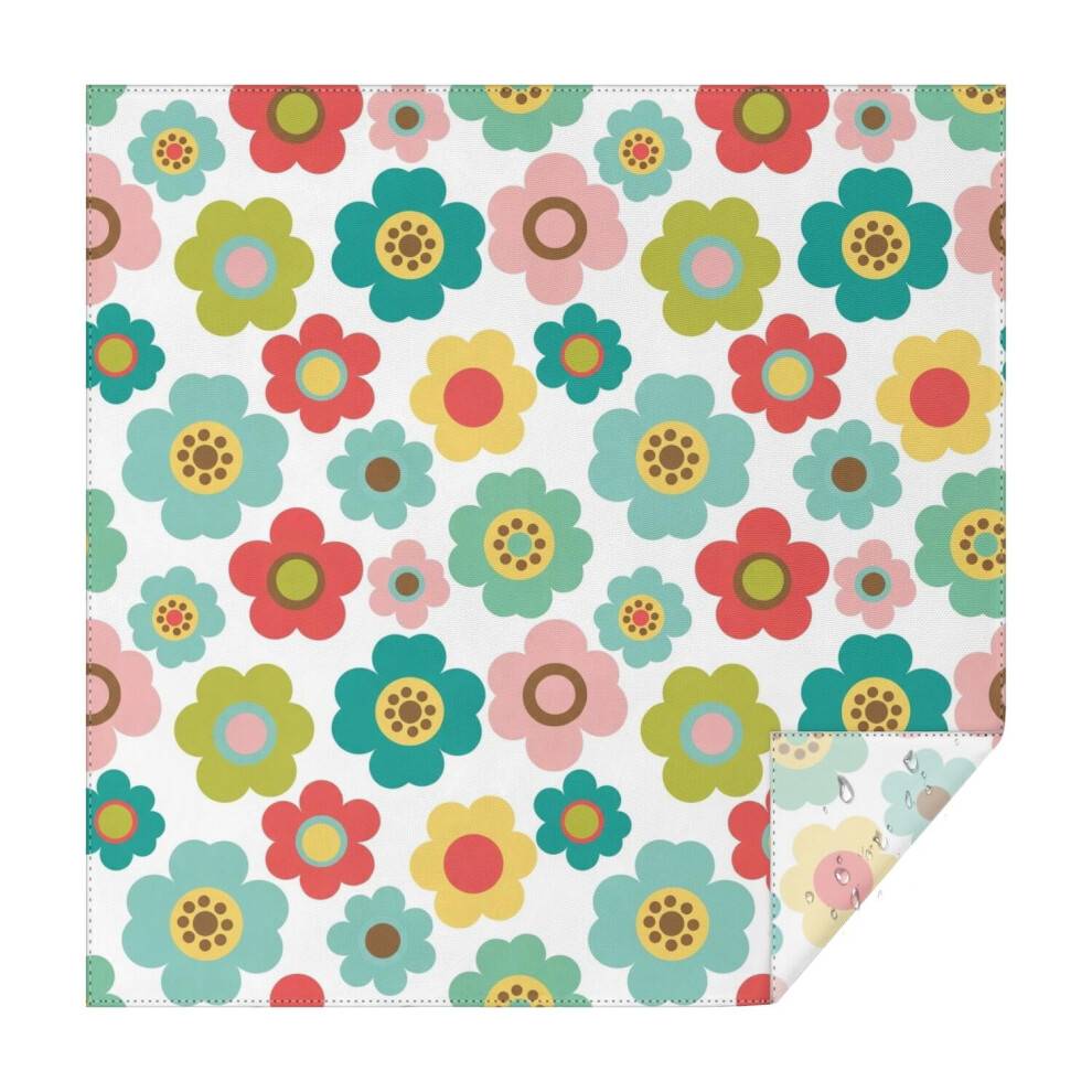 Pioneer firkantet dug med blomsterprint, vandtæt, aftørrelig, spildsikker, vaskbar borddug til køkkenfestdekoration, 122x122 cm