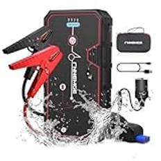 FNNEMGE bil startstöd Powerbank 23800mAh 5000A bil batteri startare power, car jump starter för bil (upp allt bensin eller 8,0 liter dieselmotor), med USB-laddningsutgång, LED-lampa, HD-stor skärm