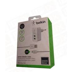 Belkin - Dobbelt USB lader + Lightning USB kabel (Flere Farver) Hvid