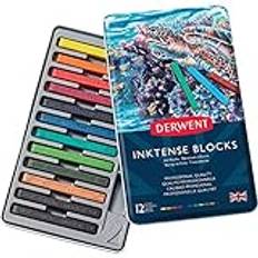 Derwent Inktense 12 Kritor I Metallask, Set Med 12 Vattenfärger, 8mm Breda Kritor, Vattenlösliga, Perfekta För Att Rita, Färglägga Och Göra Hobbyprojekt På Papper Och Textil (2300442)