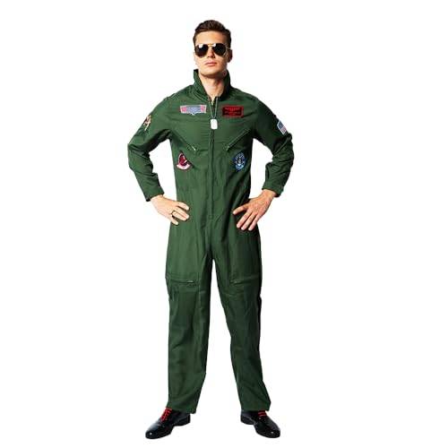 EraSpooky Pilotkostym för män Flygarkostym Halloween Party Cosplay Kläder för vuxna