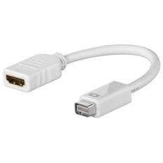Adapter mini DVI til HDMI hun, 10cm kabel, hvid