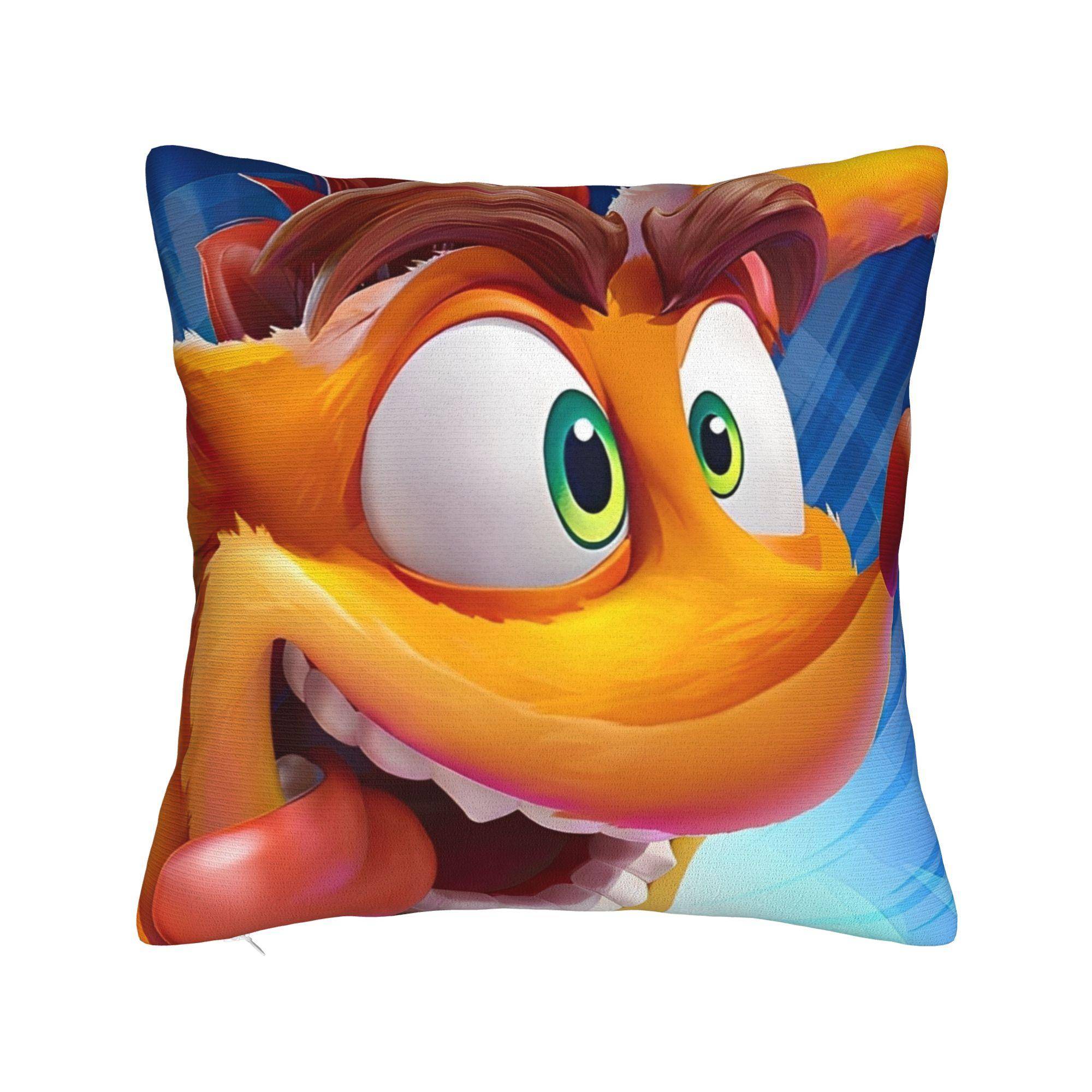 Crash Bandicoot Tecknad Kuddfodral Tillbehör Kuddfodral Dekoration TV-spel Kudde Fodral Hem Multi Storlek brown