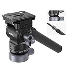 SMALLRIG Upgraded Video Head med Leveling Base, Quick Release Plate för Arca Swiss och Adjustable Handle, Tripod Pan Tilt Head Fluid Head för Compact Cameras DSLR Cameras, Load up to 8.8lb/4kg - 4170B