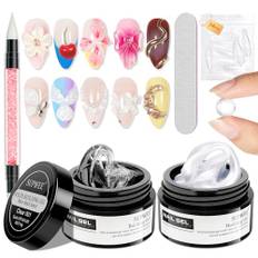 SUPWEE Fast uppbyggnadsgel för nagelset, 3D gel nagelkonst klar pärlvit solid 3D skulpturgel mönster prägling hård solid bygggel för naglar mnikyr
