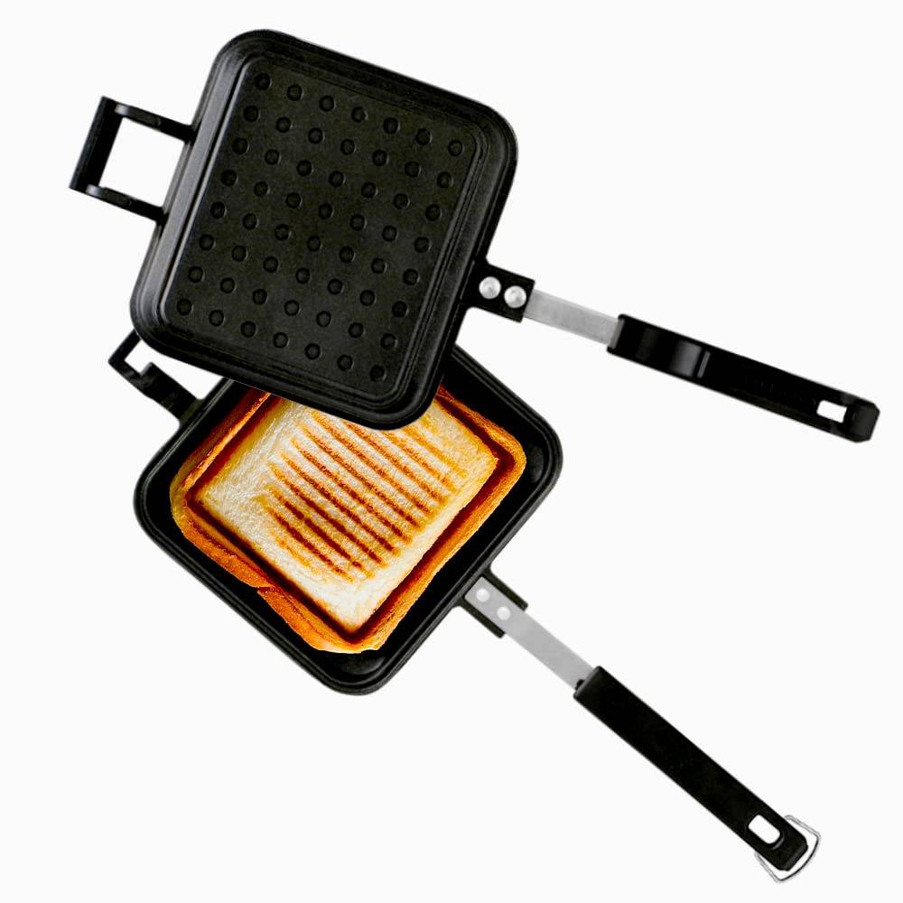 IRIS OHYAMA Hot Sandwich Maker for Compatible with Both Direct Heat and for 1 Inner Easy to x 39 x NGHS Camping, IH, Sandwich, Press, Clean, Black, svart