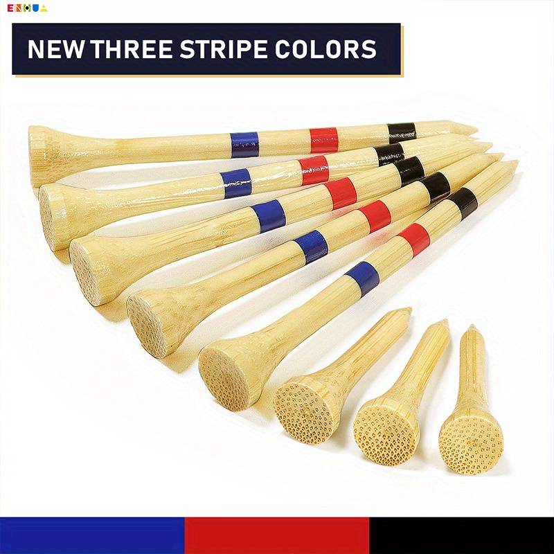 150pcs Golf Three-color Striped Bamboo Tee Pegs, Reduces Drag, Durable Golf Tees, Reduces Friction And , Golf Ball Holder, Outdoor Golf Accessories