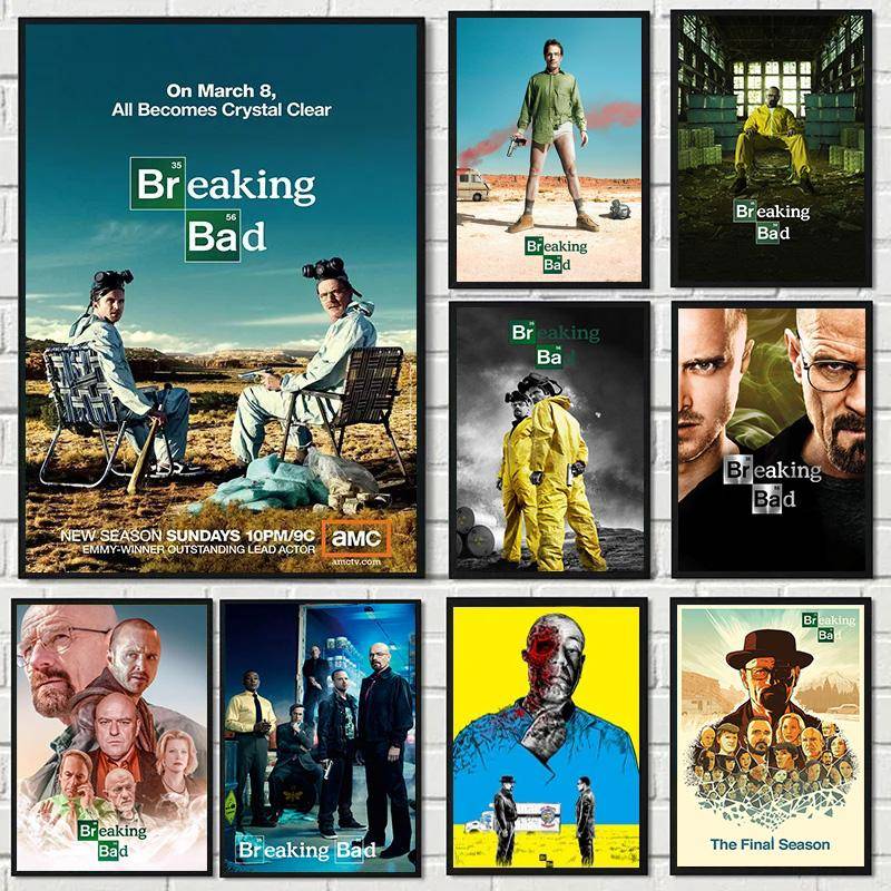 Breaking Bad Klassisk Kriminal-TV-Spel Poster Canvas Målning Heisenberg Tryck Väggkonst Bilder Modern Hemrumsinredning