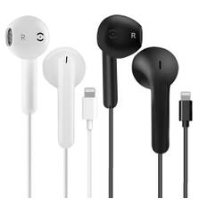 2 Pack iPhone Hörlurar med Kabel, [Apple MFI Certifierad] Brusreducerande Hörlurar med Mikrofon Hörlurar kompatibla med iPhone 14/13/12/11/X/Pro/Pro Max Ipad (Vit och svart)