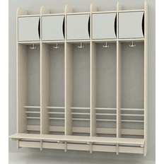Troldegarderobe med bænk m/låge 5 sektioner