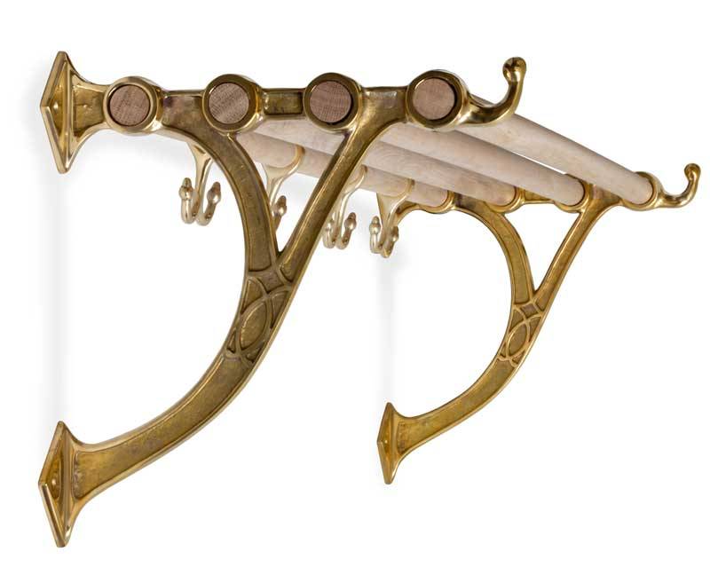 Hatthylla - Sekelskifte mässing & ek, 115 cm
