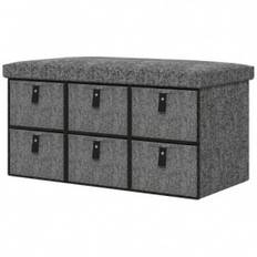Skobänk med 6 Lådor och Vadderad Sits – 76,5 x 38 x 38 cm, MDF & Tygfinish