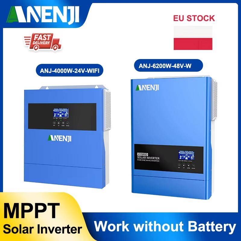 ANENJI 6.2KW 4KW Hybrid Solar Inverter 24V 48V 230VAC Max PV 500V 100A 120A MPPT WIFI Solar Charger Controller for PV Solar Pane