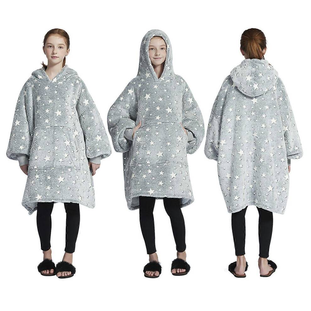 (Star(Luminous)) Kids Girls Boys Oversized Hoodie Animal Snuggle Blanket Super Soft Warm Fleece U