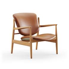House of Finn Juhl - France Chair, Dark oiled oak, Leather Group 2 Nevada, NV2488S Cognac - Lænestole - Finn Juhl - Brun,Træ farvet - Læder/Træ