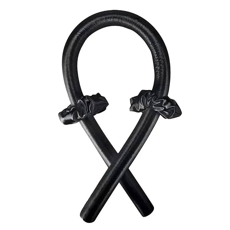 Heatless Curling Rod Headband No Heat Silk Curls Ribbon Hair Rollers Sleeping Soft Headband Lazy Hair Curlers Hair Styling Tools - Black no Clip / CHINA