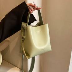 Fashion Women's Simple Green Mini Bucket Handbag, PU Material Retro Commute Versatile Shoulder Crossbody Bag Suitable For Ladies Shopping And Daily Us - Green - one-size