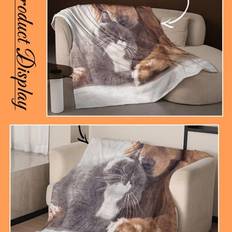 1pc Customized Photo Blanket, Personalized Photo Fleece Blanket, Family Photo, Pet Photo, Couples Photo, Mother&#39;s Day, Father&#39;s Day, Pet Blanket, Vale - Multicolor - 100*150,150*200,75*100,100*120,120*150