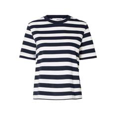 Stribet Blå/Hvid boxy tshirt- Selected Femme Essential - M