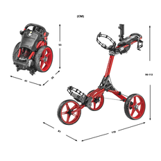 CaddyTek CaddyLite Compact - Golfvagn med 3 Hjul – Röd - Red