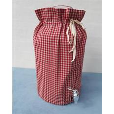 Vineddikekrukke af glas med tappehane, rødternet stof, 8,5 liter