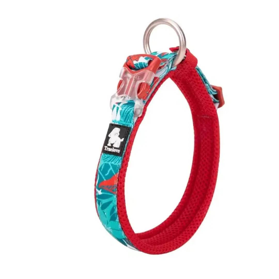 Reflexfit Blommönstrat Hundhalsband | Djurslottet Blå/Röd / M