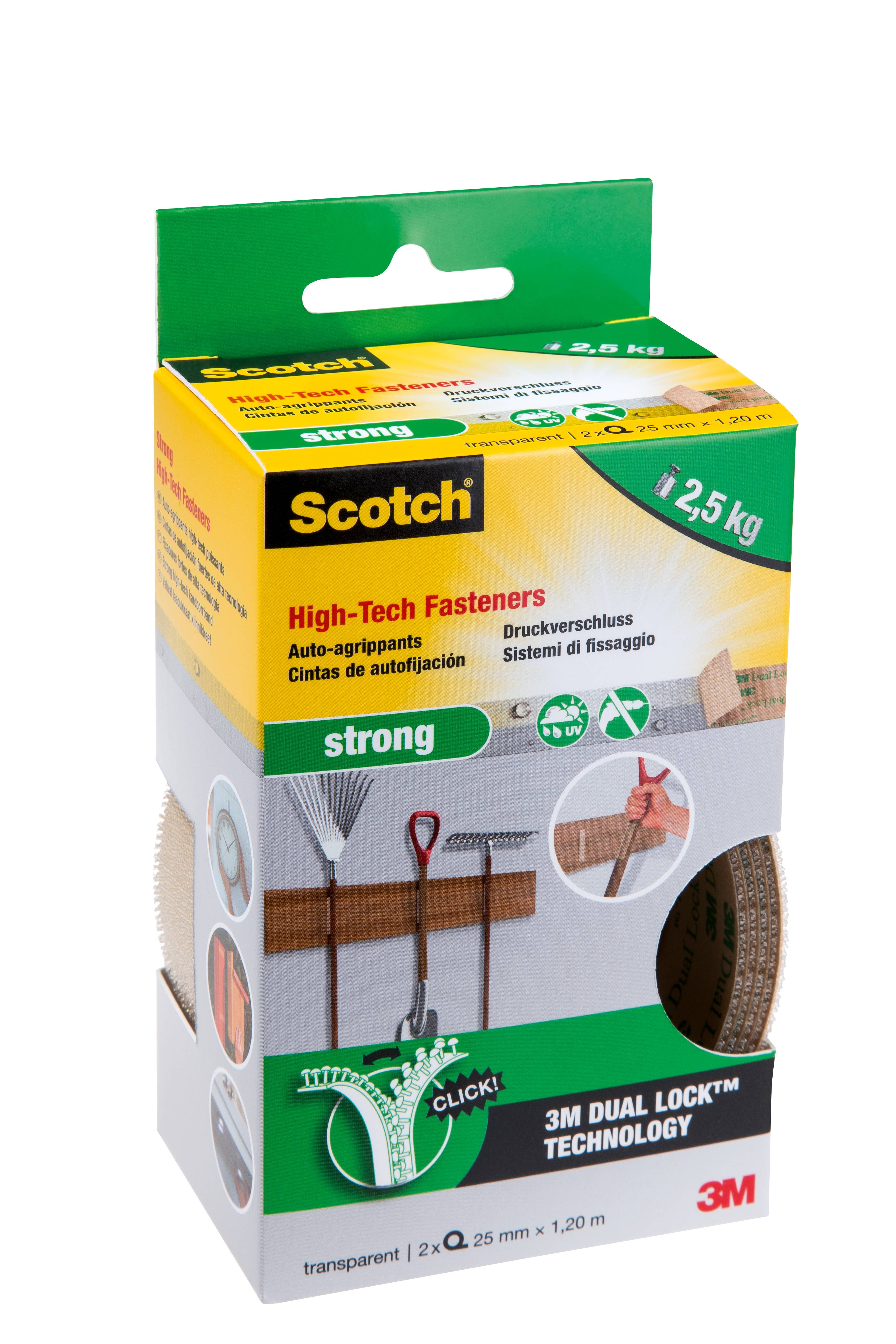 Kardborrband Scotch Strong 25mm x 1,2m transp. (25mmx1,2m)