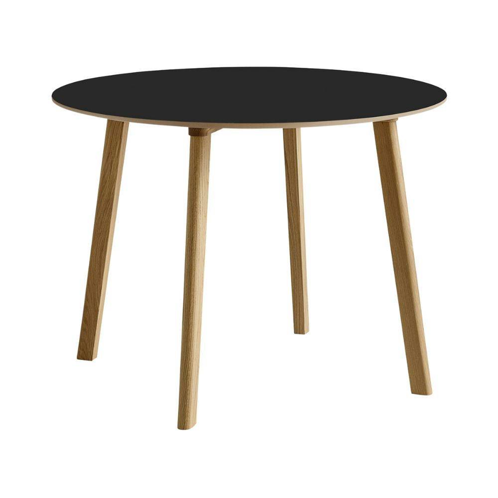 HAY CPH Deux 220 Table Spisebord Black Laminate & WB Lacquered Oak Ø98 cm