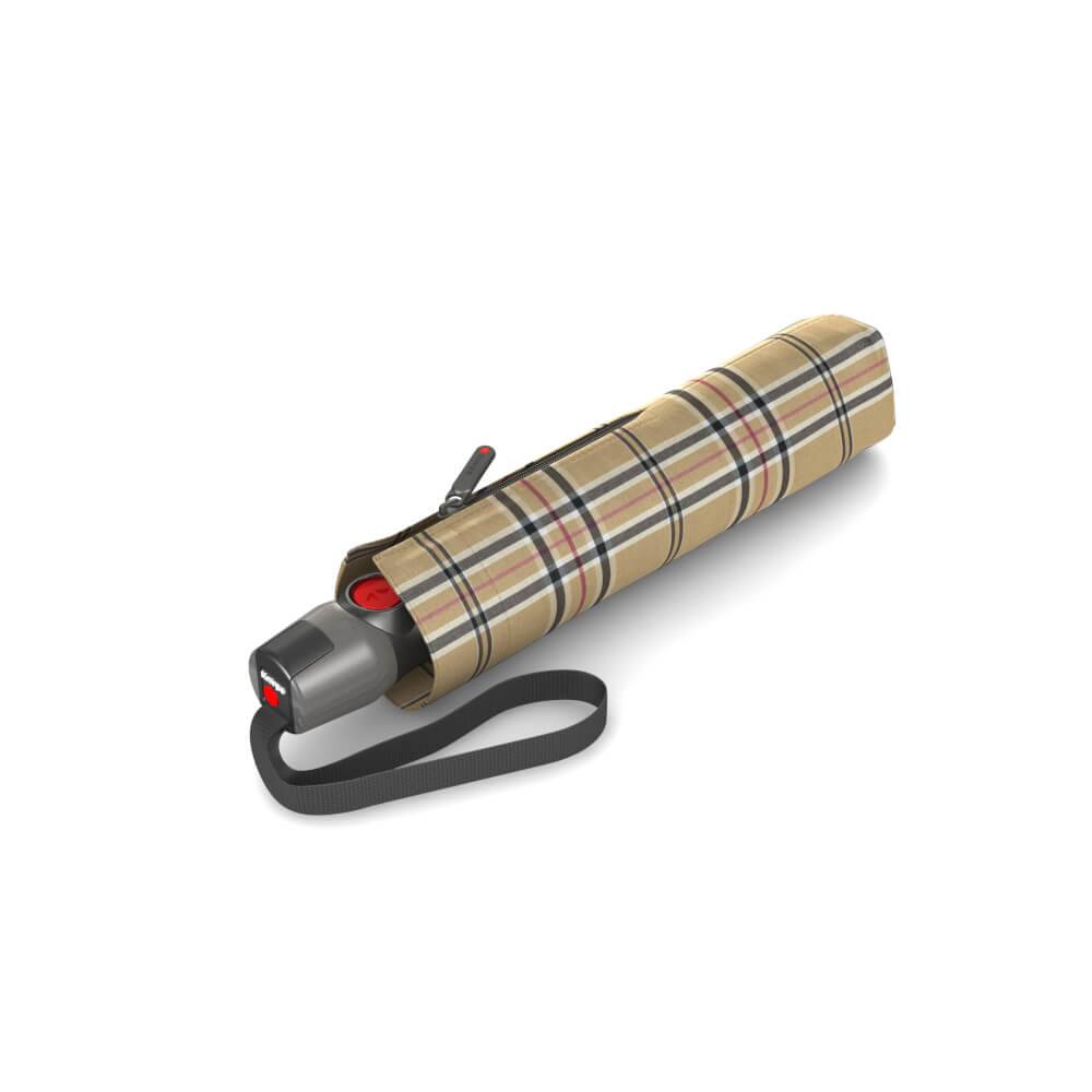 Knirps Paraply T.200 Check Beige Medium Automat.