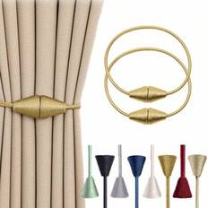 Magnetiska konformade gardinband (set om 1/2/4/6), elegant vävd design i europeisk stil, enkla gardinhållare, perfekt för hem- och kontorsinredning, k - Guld