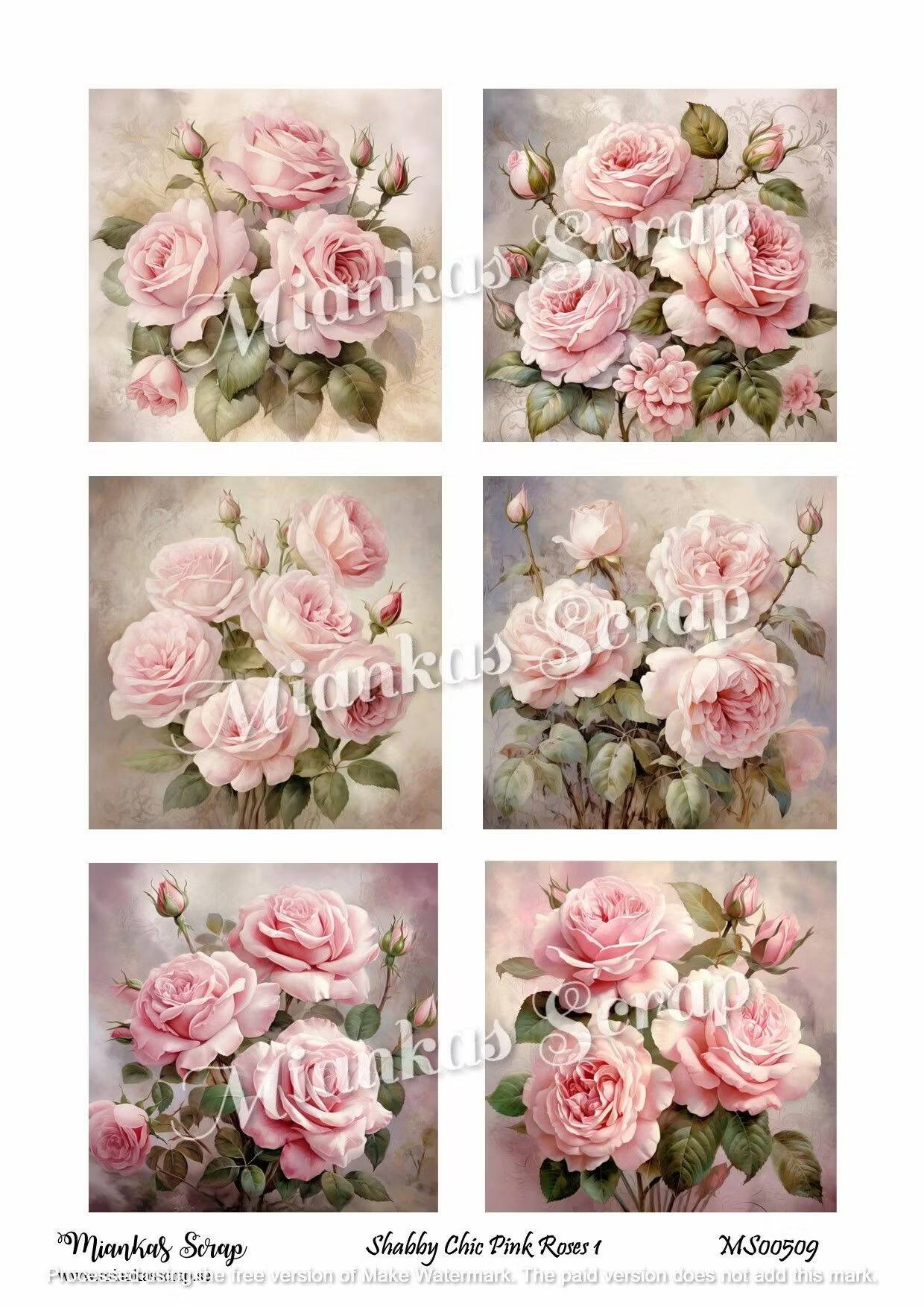 Miankas Scrap klippark - Shabby Chic Pink Roses 1
