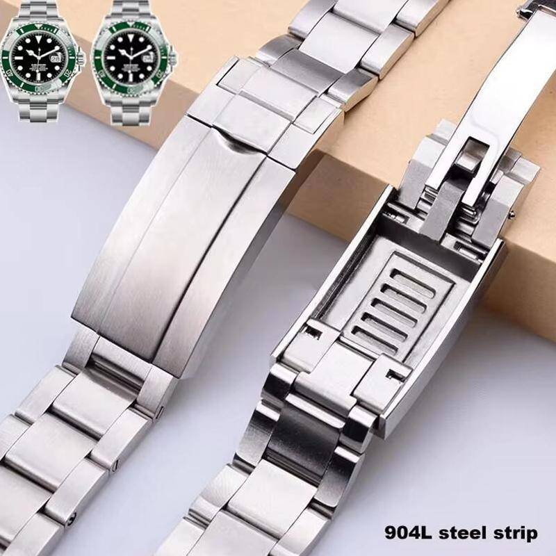 Klockarmband för Rolex SUBMARINER DAYTONA Finjusteringsknapp Lås Armband för Män Rostfritt 904 Stål Klockarmband 20mm gray