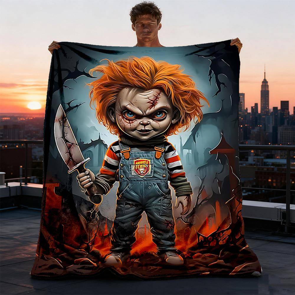 1 st Chucky-docka Utomhusfilt Lätt Flanellpläd För Resor, Camping, Vardagsrum, Soffa, Stol Mjuk