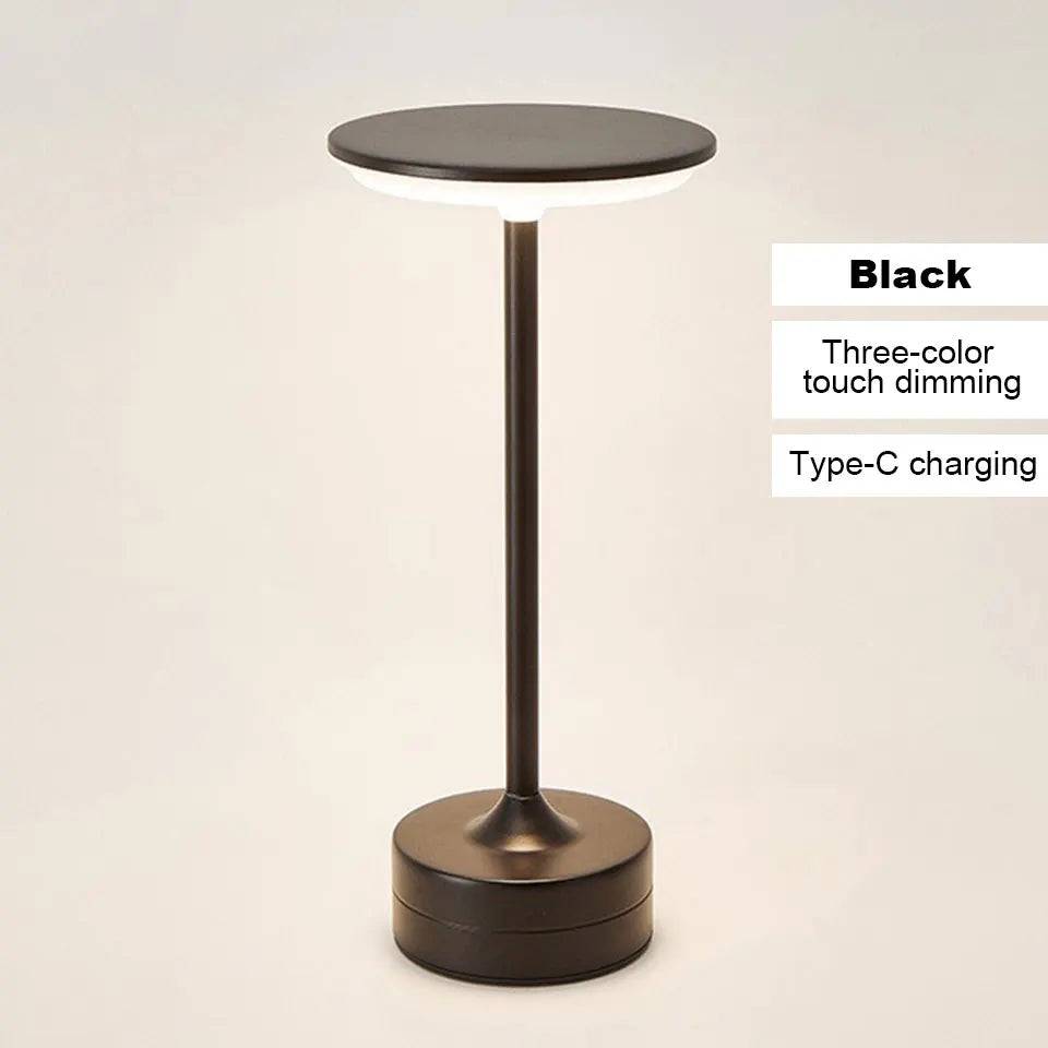 Luxe Rechargeable Metal Table Lamp – Cordless Touch LED Lamp | HomyNord - Black