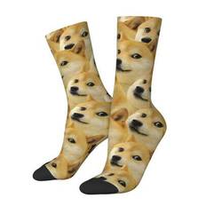 1 par Hip Hop Vintage Doge WOW-mönster Shiba Inu Doggo Dog Meme Montage HD högkvalitativ onlinebutik Galna kompressionsstrumpor för män Unisex Street - Multifärgad - 39-42