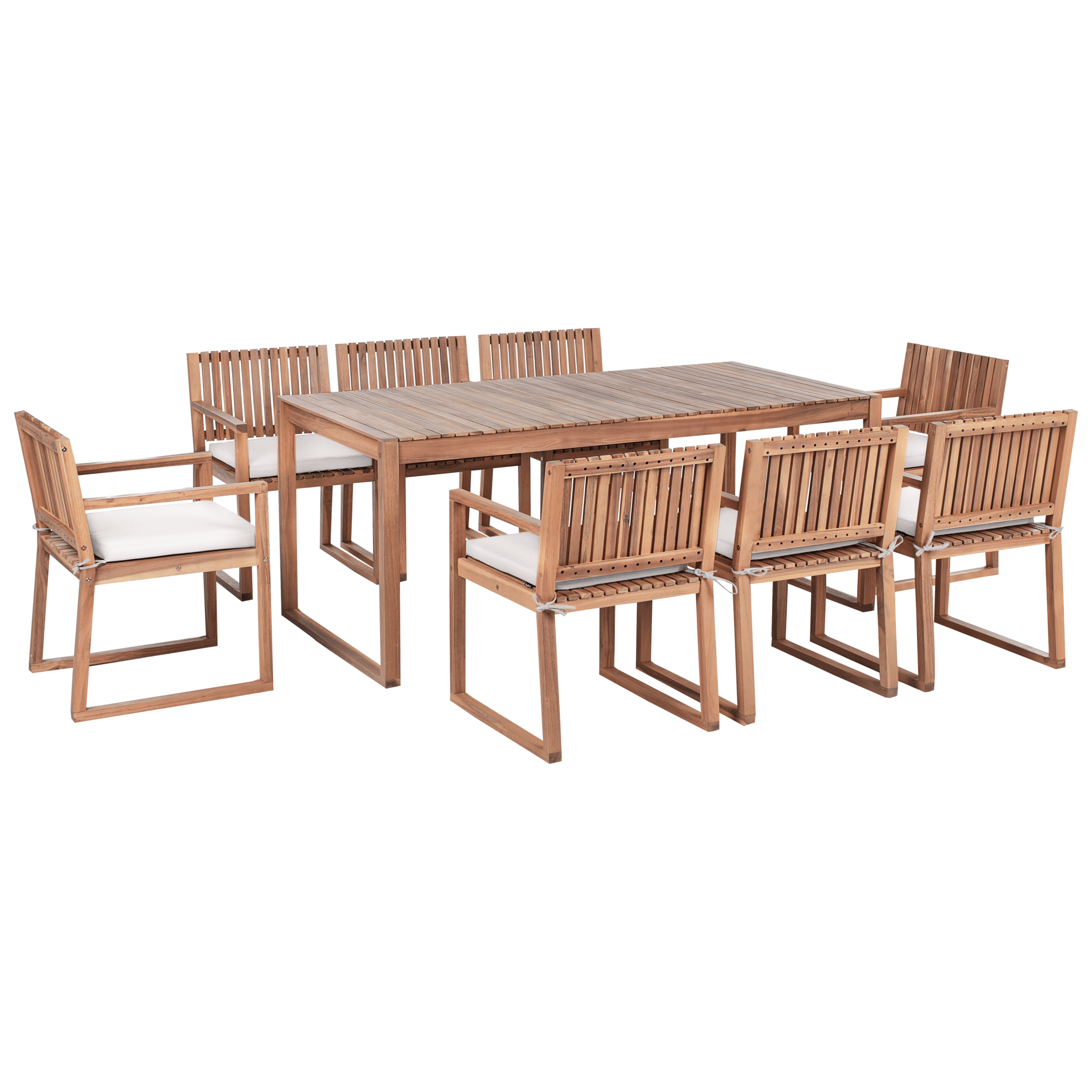 Matgrupp utomhus 8-Sits Sassari Premium med Kuddar Akaciaträ - Brun/Beige Matgrupper utomhus