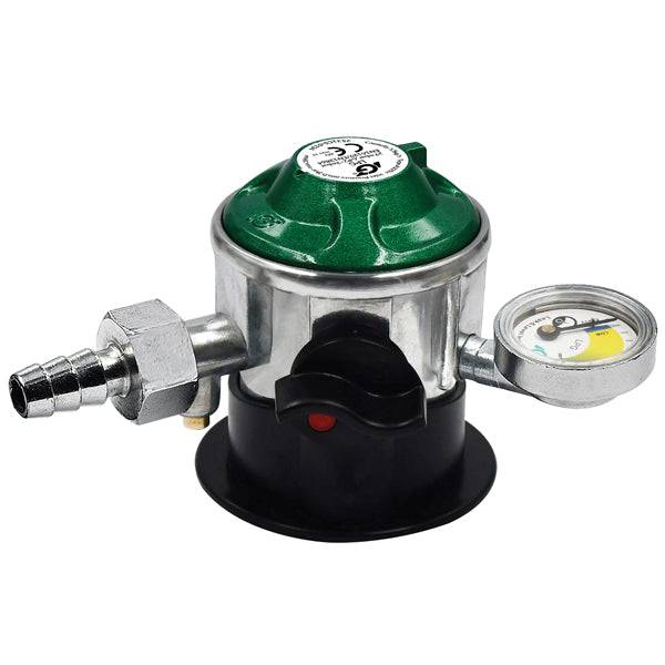 IGT, Gasregulator Jumbo, med manometer, slangestuds Ø10, grøn/sølv