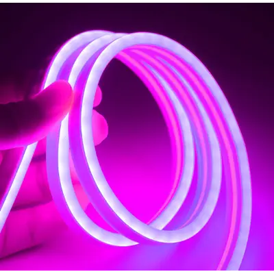 Lilla 8x16 Neon Flex LED Bånd - 5 meter, 8W pr. meter, Vandtæt, 12V.