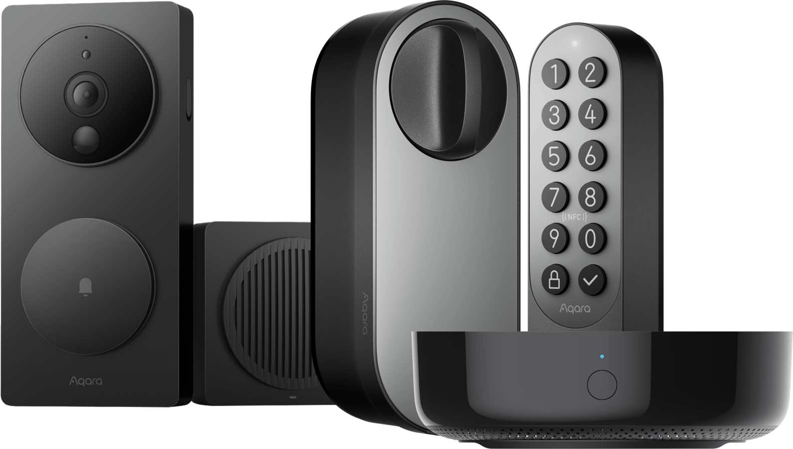 Aqara Smart Lock U200 Svart + Smart Video Doorbell G4 + Hub M200