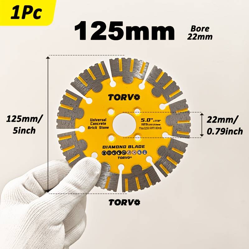 TEMU 125mm/5'' Diamond Cutting Blade, Sharp Multi-surface Cutting Discs For Concrete Masonry Tiles, Marble, Concrete, Granite & Cement With Rust-resistant Design, Wall Slotting