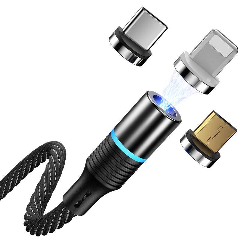 Magnetic Data Cable One-to-three Usb Fast Charging - Black / 2m Apple Android Typec